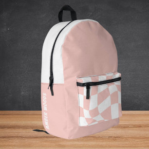 Custom Name School Backpacks - Pink Checkered