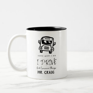 Custom Name School Bus Driver Gift Two-Tone Coffee Mug