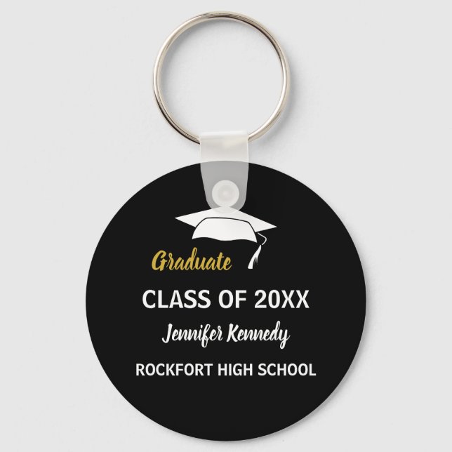 Custom name school graduate class of graduation  keychain (Front)