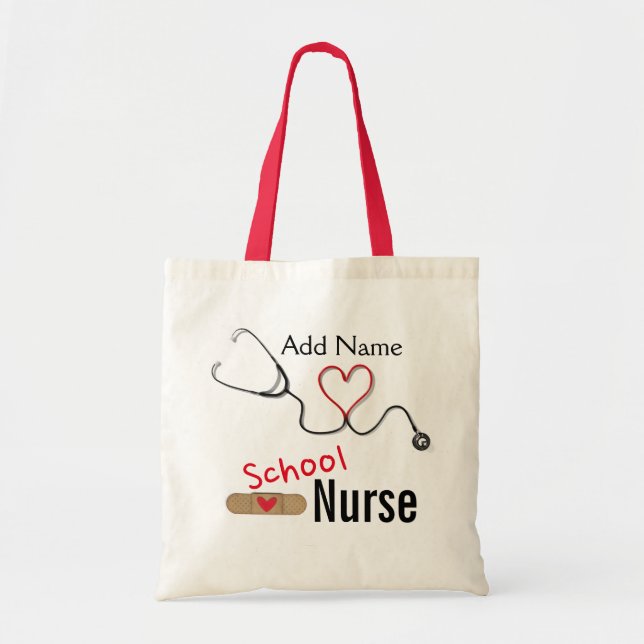 Custom Name School Nurse's Tote Bag (Front)