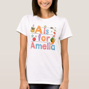 Custom Name School PNG, a is for amelia svg, Kids T-Shirt