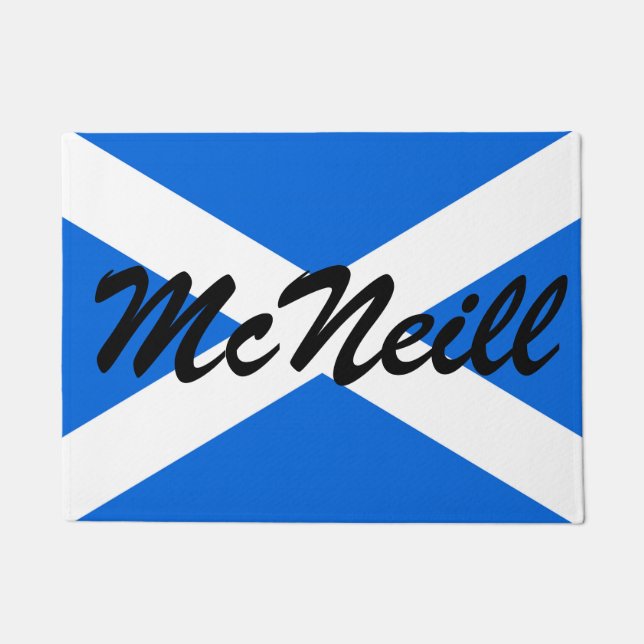 Custom Name Scottish Flag dmcnt Doormat (Front)