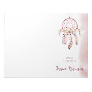 Custom Name Script Boho Dream Catcher Watercolor Notepad