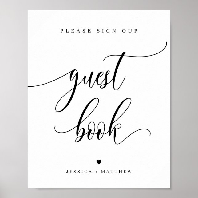 Custom Name Script Guest Book Sign 8x10"  (Front)