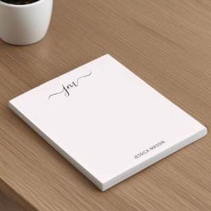 Custom Name Script Monogram Modern Minimalist Pink Notepad