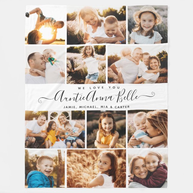 Custom Name Script We Love you Modern Photo Fleece Blanket (Front)