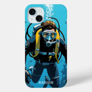 Custom Name Scuba Diver iPhone 15 Mini Case