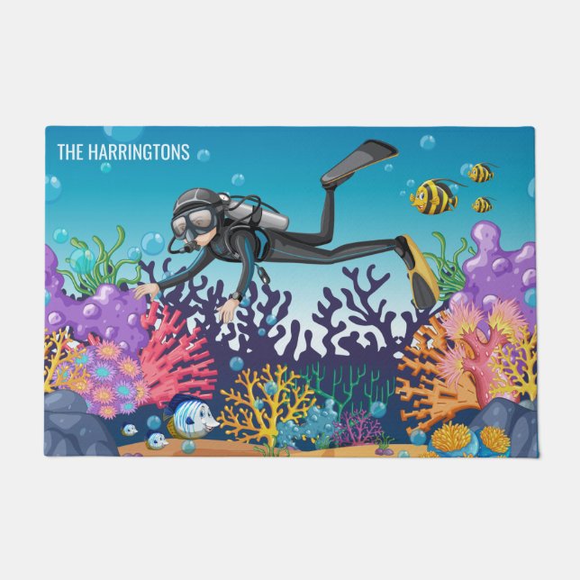 Custom name Scuba Diver door mats (Front)