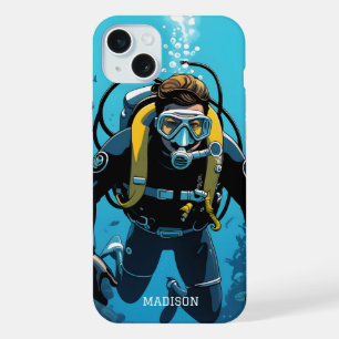 Custom Name Scuba Diver iPhone 15 Plus Case