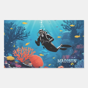 Custom Name Scuba Diver Sticker