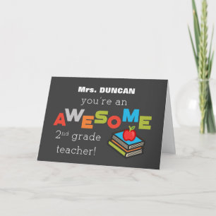 Custom Name Second Grade Teacher Appreciation Day Card