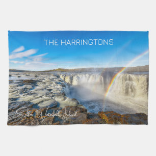 Custom Name Selfoss Waterfall, Iceland Kitchen Towel