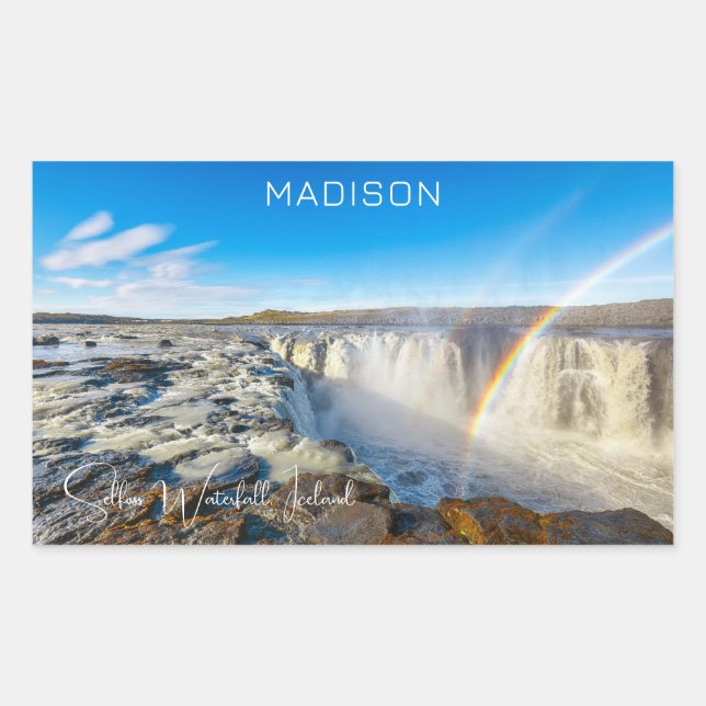 Custom Name Selfoss Waterfall, Iceland Sticker (Front)