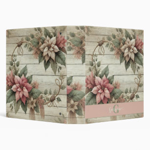 Custom Name Shabby Chic Pastel Poinsettias Garland Binder