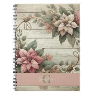 Custom Name Shabby Chic Pastel Poinsettias Garland Notebook