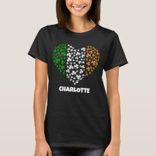 Custom Name Shamrock Clover Heart St Patricks Day T-Shirt