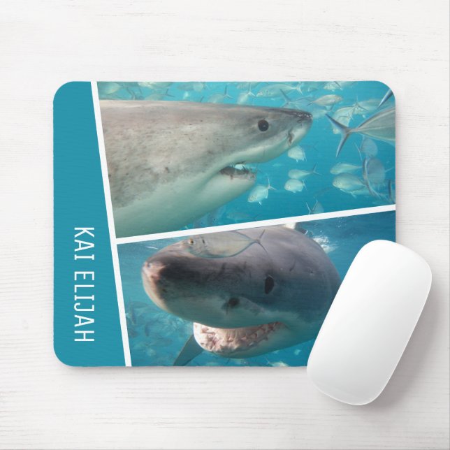 Custom Name Sharks Ocean Australia Photo Collage Mouse Pad (With Mouse)