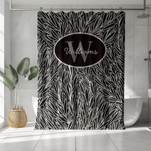 Custom Name Shower Curtain Botanical Monogram Bath
