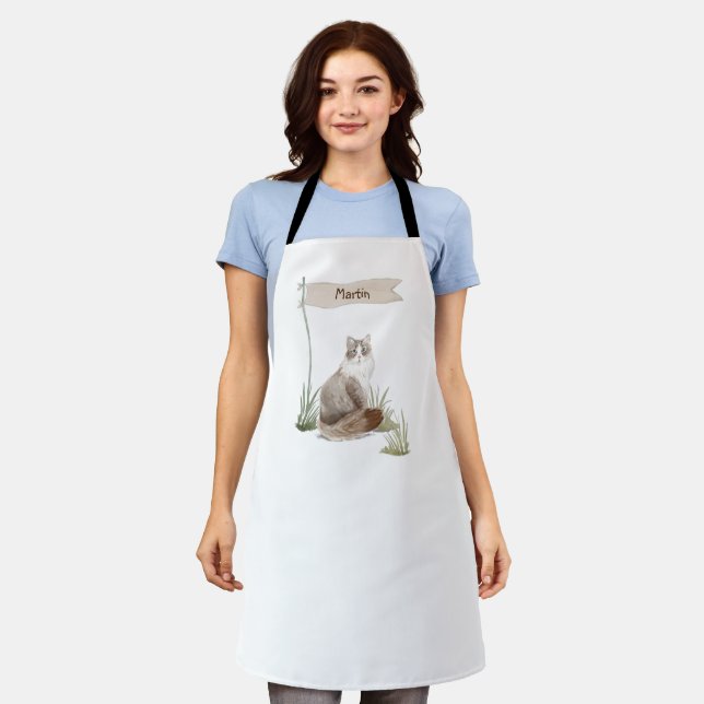 Custom Name Siberian Cat Pet Apron (Worn)