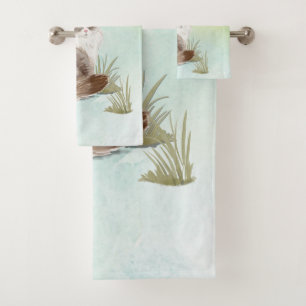 Custom Name Siberian Cat Pet Bath Towel Set