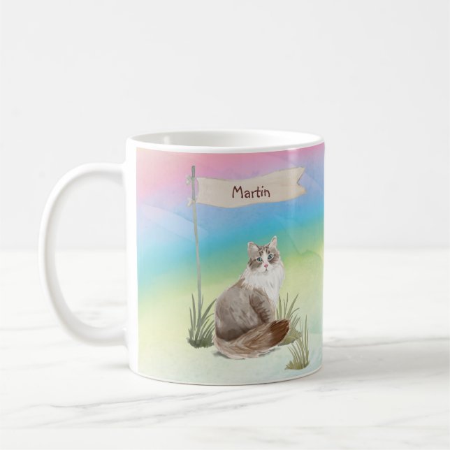 Custom Name Siberian Cat Pet Coffee Mug (Left)