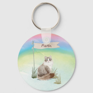 Custom Name Siberian Cat Pet Keychain