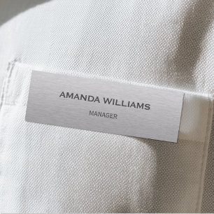 Custom Name Silver Brushed Metal Employee Tag