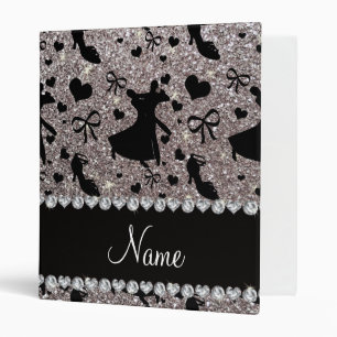 Custom name silver glitter ballroom dancing binder