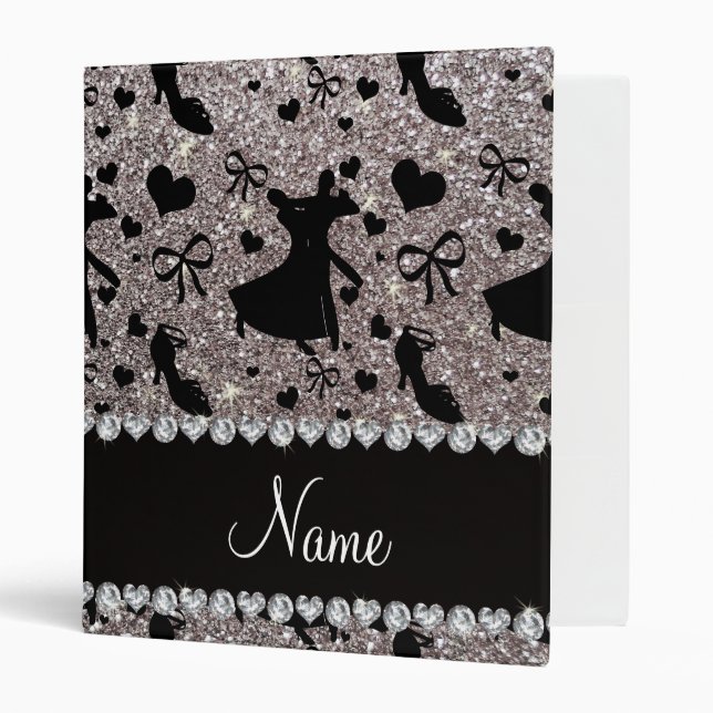 Custom name silver glitter ballroom dancing binder (Front/Inside)