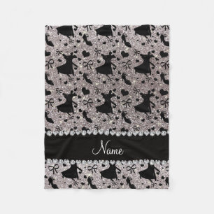 Custom name silver glitter ballroom dancing fleece blanket