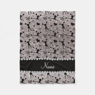 Custom name silver glitter cheerleading fleece blanket