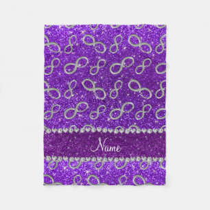 Custom name silver infinity indigo purple glitter fleece blanket
