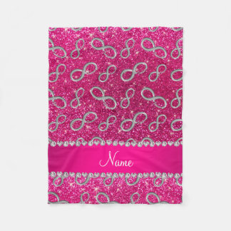 Custom name silver infinity neon hot pink glitter fleece blanket