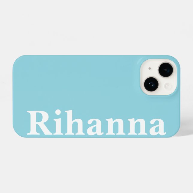 Custom Name Simple Minimal Plain Light Blue Colour iPhone Case (Back Horizontal)