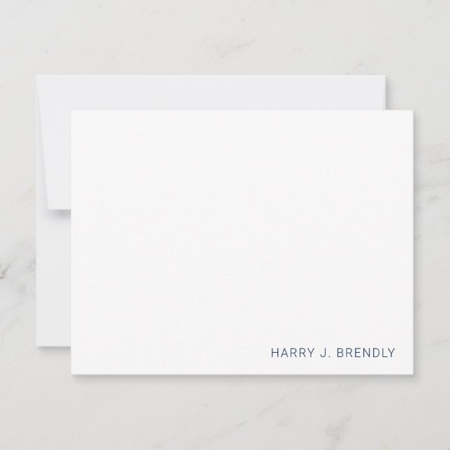Custom Name Simple Minimalist White Flat Note Card (Front)