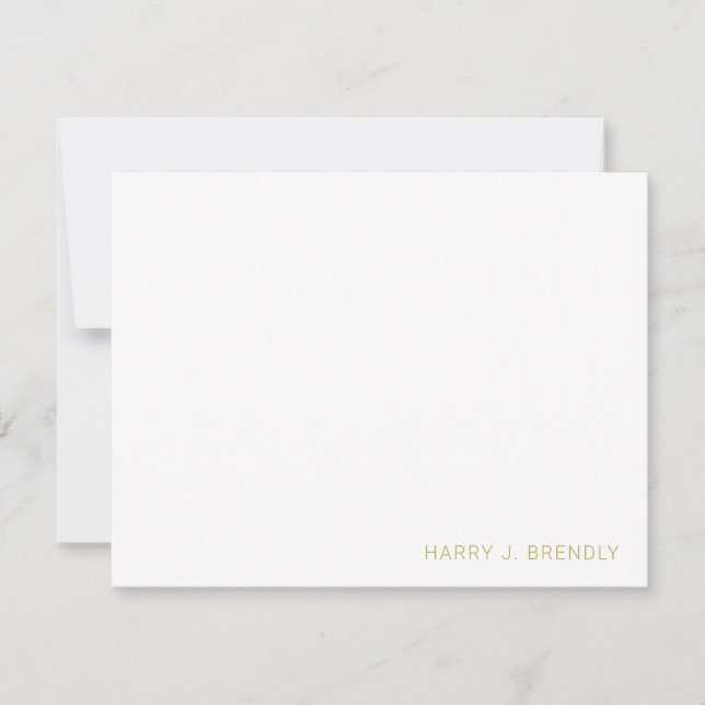 Custom Name Simple Minimalist White Flat Note Card (Front)