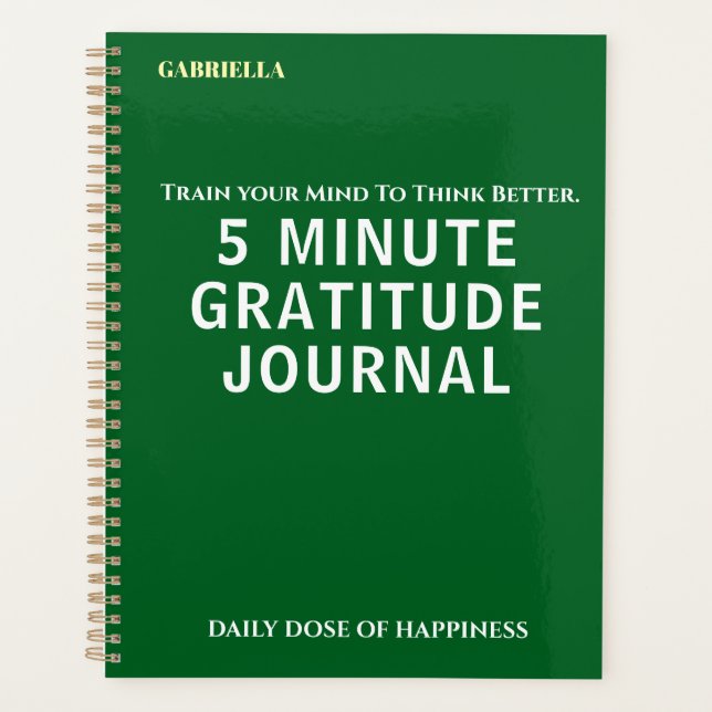 Custom Name Simple Stylish Daily Gratitude Journal Planner (Front)
