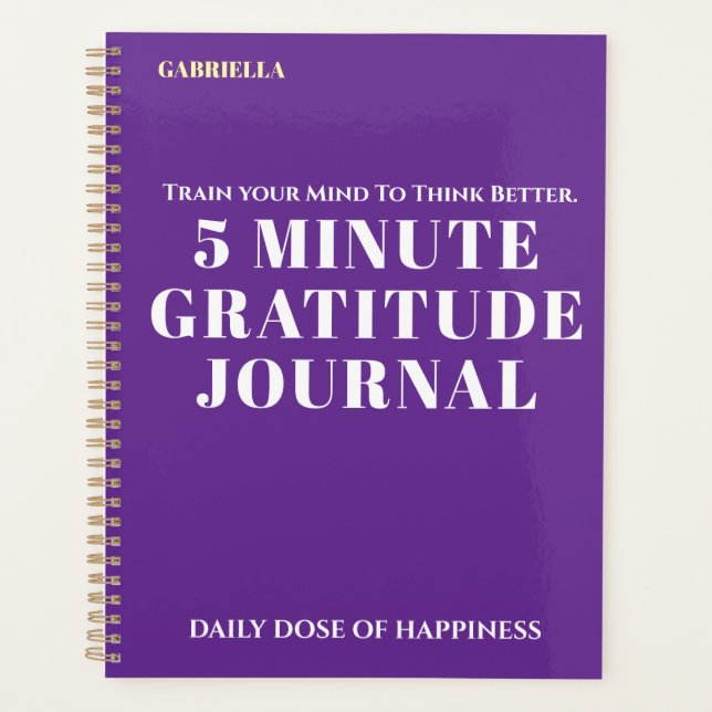 Custom Name Simple Stylish Daily Gratitude Journal Planner (Front)