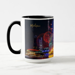 Custom name Singapore Fireworks mugs