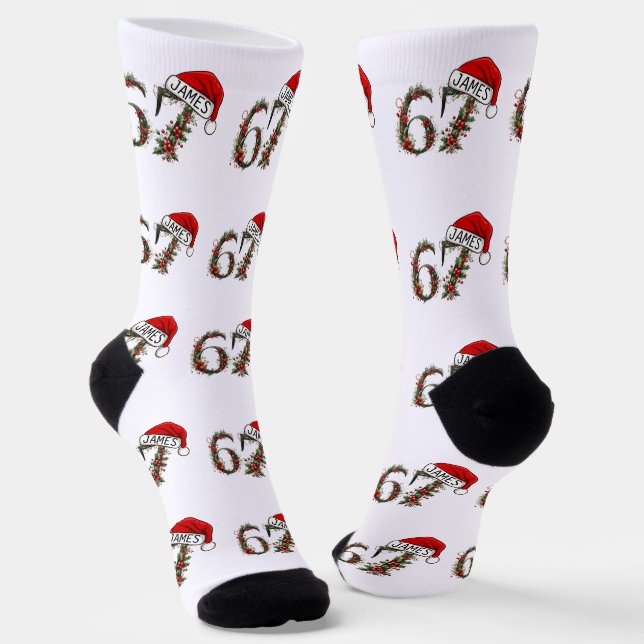 Custom name Six Seven Socks, Teen Slang Socks (Angled)