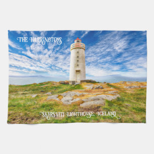 Custom Name Skarsviti Lighthouse, Iceland Kitchen Towel