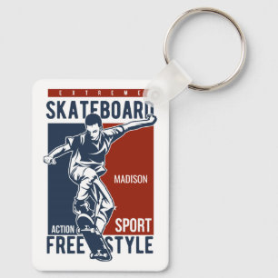 Custom name Skateboarding Keychain