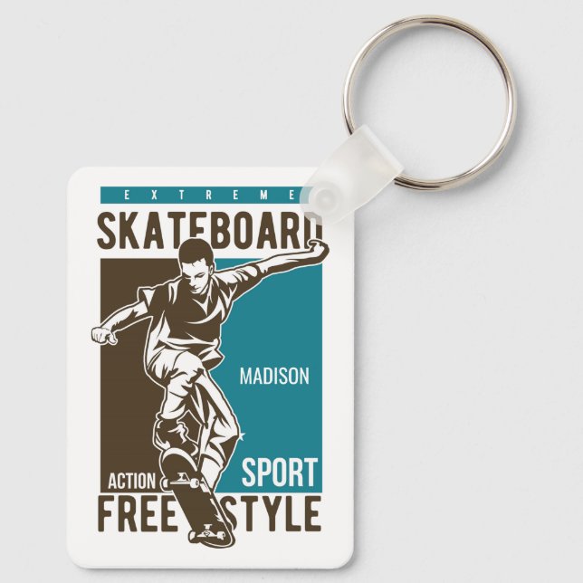 Custom name Skateboarding Keychain (Back)