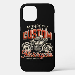 Custom NAME Skeleton Motorcycle Cycle Shop iPhone 12 Case
