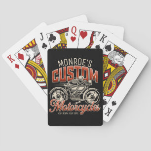 Custom NAME Skeleton Motorcycle Cycle Shop Playing Cards