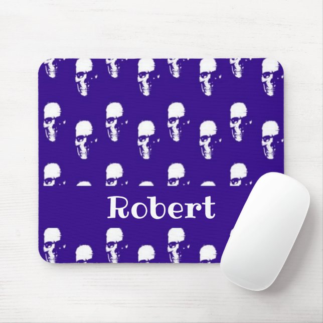 Custom name skulls on blue mouse pad (With Mouse)