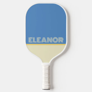 Custom Name Sky Blue & Cream Preppy Retro Line Pickleball Paddle