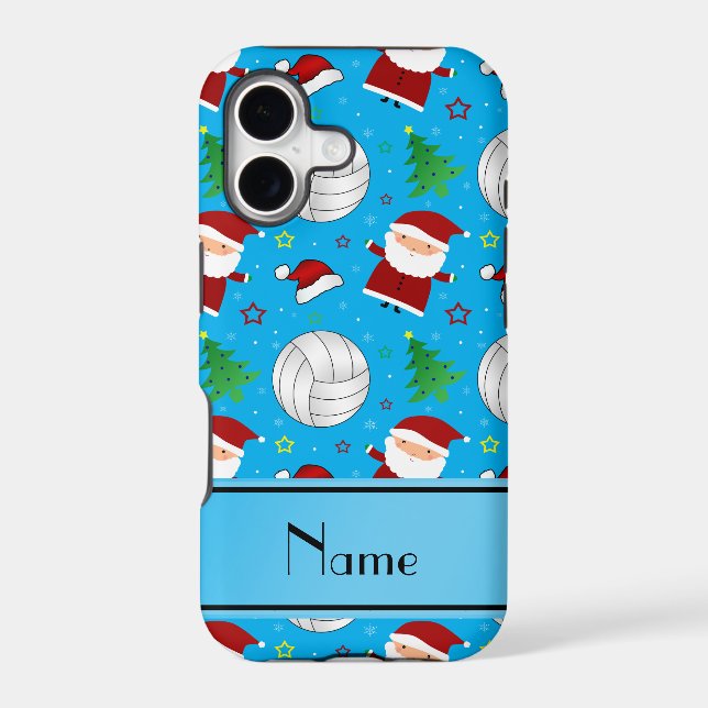 Custom name sky blue volleyball christmas pattern (Back)