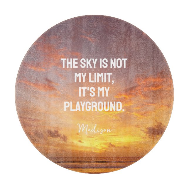 Custom Name Sky Quote Cutting Board (Front)
