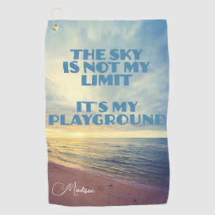 Custom Name Sky Quote Golf Towel